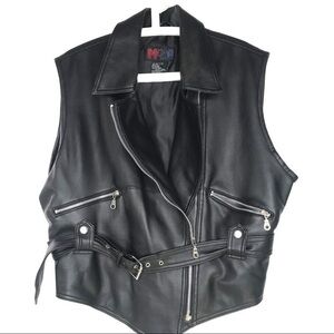 Moda Strata Moto Style Vest L Faux Leather